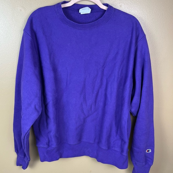 Vintage Champion Reverse Weave Crewneck Sweatshirt Purple Sz Large - Picture 2 of 12